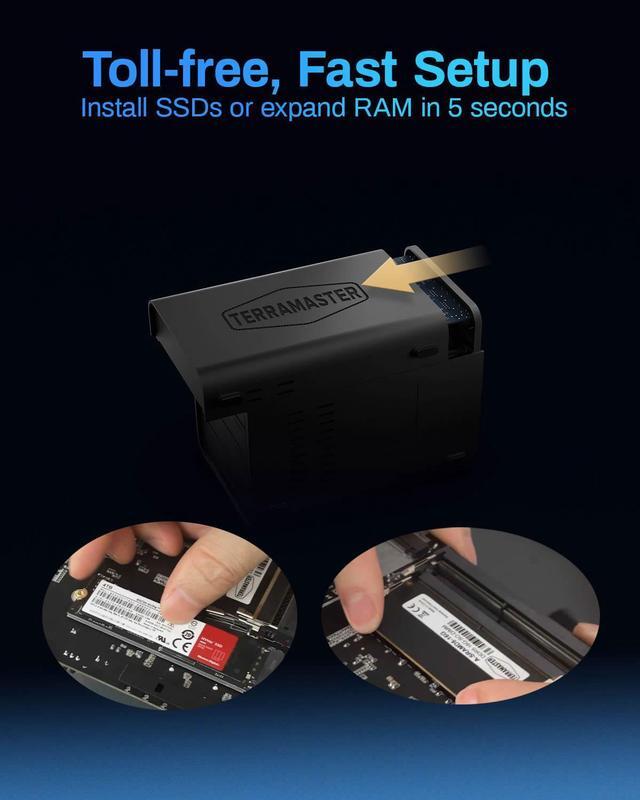 Alt view image 5 of 7 - TERRAMASTER F6-424 NAS Storage 6Bay  N95 Quad-Core CPU, 8GB DDR5 RAM, Dual 2.5GbE Ports, Network Attached Storage with High Performance (Diskless)