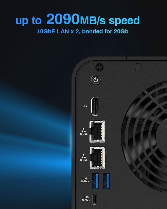 Alt view image 3 of 7 - TERRAMASTER F6-424 Max NAS Storage - 6Bay Core i5 1235U 10-Cores 12-Threads, 8GB DDR5 RAM, Dual 10GbE Ports, Network Attached Storage Peak Performance for Business (Diskless)