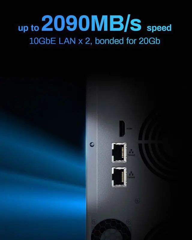 Alt view image 4 of 7 - TERRAMASTER T9-500 Pro NAS Storage - 9Bay Core i7 1255U 10-Cores 12-Threads CPU, 16GB DDR5, Dual 10GbE Ports, Network Attached Storage Peak Performance for Business (Diskless)