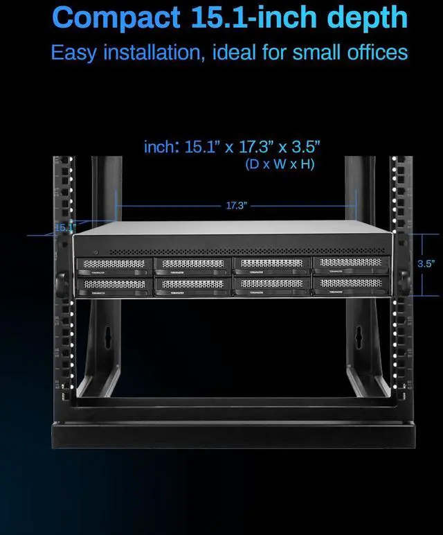 Alt view image 5 of 7 - TERRAMASTER U8-500 Plus NAS Storage - 8Bay Core i7 1255U 10-Cores 12-Threads CPU, 16GB DDR5 RAM, Dual 10GbE Ports, 2U Rack Mount Network Attached Storage Peak Performance for Business (Diskless)