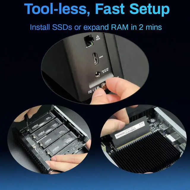 Alt view image 6 of 7 - TERRAMASTER F4 SSD NAS Storage - 4Bay All SSD NAS Server N95 QuadCore CPU, 8GB DDR5 RAM, 5GbE Port, Palm-Sized High-Performance Network Attached Storage (Diskless)