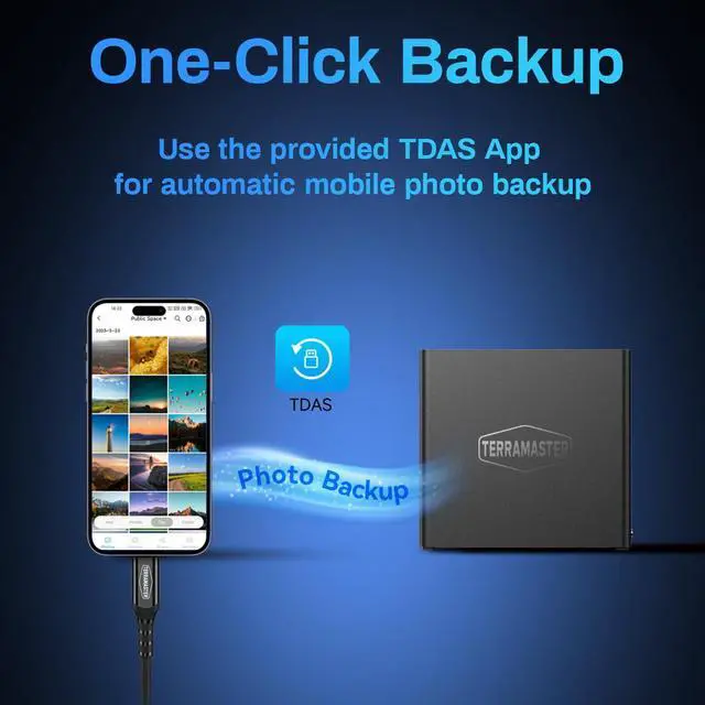 Alt view image 5 of 7 - TERRAMASTER D4 SSD NVMe Enclosure - 4bay USB4 40Gbps Type-C, USB Storage Supports 4 x M.2 NVMe 2280 SSDs, Mobile App for Data Backup Included (Diskless)