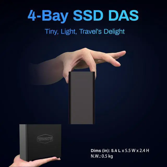 Alt view image 7 of 7 - TERRAMASTER D4 SSD NVMe Enclosure - 4bay USB4 40Gbps Type-C, USB Storage Supports 4 x M.2 NVMe 2280 SSDs, Mobile App for Data Backup Included (Diskless)