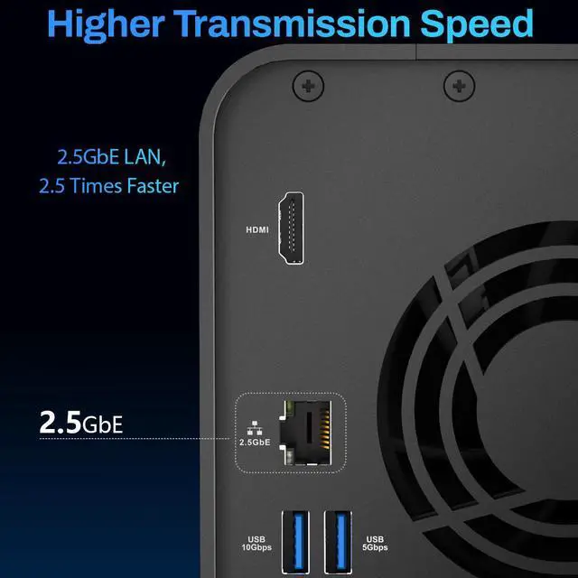 Alt view image 4 of 7 - TERRAMASTER F2-425 2-Bay NAS Storage - Intel x86 Quad-Core CPU, 4GB RAM, 2.5GbE LAN, Network Attached Storage Multimedia Server for Home Users (Diskless)