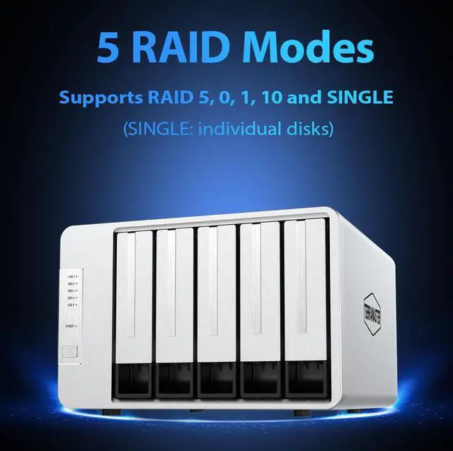 Alt view image 2 of 14 - TERRAMASTER D5-310 - It's a DAS, not a NAS, 5-Bay HDD Enclosure with Hardware RAID support for 5, 0, 1, 10, Single, USB 3.1 Type-C Backup Software Included (Diskless)