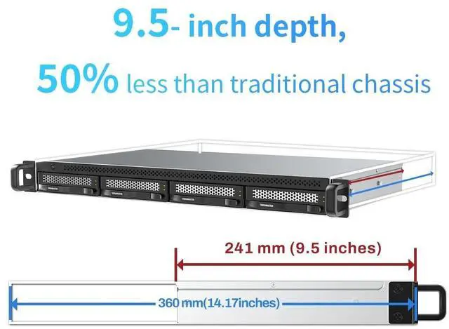 Alt view image 2 of 14 - TERRAMASTER D4-320U Hard Drive Enclosure - 4Bay 1U Rack Mount USB 3.2 Gen2 10Gbps Type-C External USB Storage Compact Chassis Hot Swappable Plug and Play (Diskless)