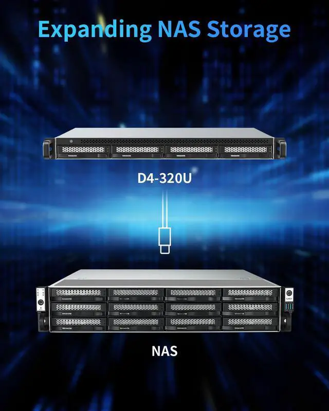 Alt view image 7 of 14 - TERRAMASTER D4-320U Hard Drive Enclosure - 4Bay 1U Rack Mount USB 3.2 Gen2 10Gbps Type-C External USB Storage Compact Chassis Hot Swappable Plug and Play (Diskless)