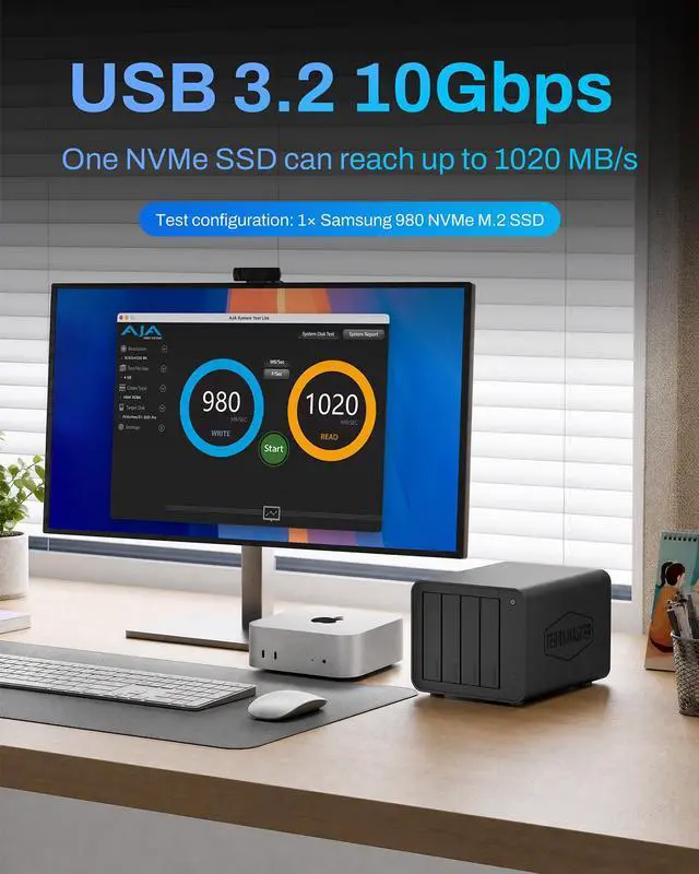 Alt view image 5 of 7 - TERRAMASTER D8 Hybrid V2 HDD NVMe Enclosure USB 3.2 Gen 2 10Gbps Type C 8Bay USB Storage Hot Swappable Plug and Play (Diskless)