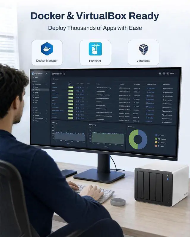 Alt view image 5 of 7 - TERRAMASTER F4-425 Pro - 4Bay, Intel N350 8-Core, 16GB DDR5, 5GbE LAN x 2, M.2 Slot x 3, AI-Native OS TOS 7, OpenClaw Supported, Network Attached Storage for Multimedia and Virtualization (Diskless)