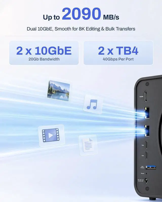 Alt view image 4 of 7 - TERRAMASTER F6-425 Pro NAS Server, Intel Core i3-1315U, 8GB DDR5 | 10GbE LAN x 2, TB4 Port x 2, AI-Native OS TOS 7, OpenClaw Supported, Network Attached Storage for Creators (Diskless)