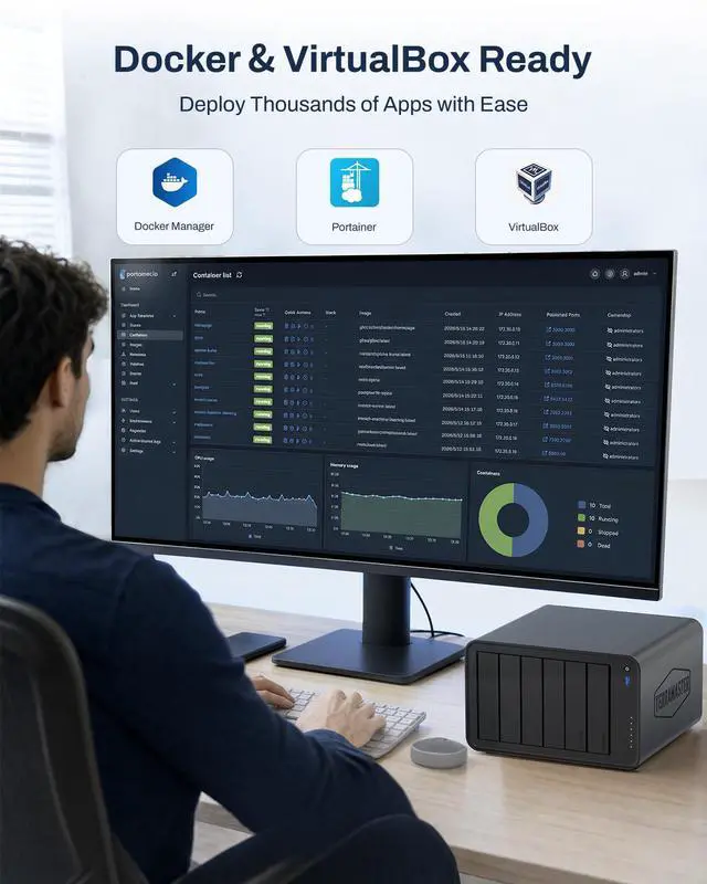Alt view image 5 of 7 - TERRAMASTER F6-425 Pro NAS Server, Intel Core i3-1315U, 8GB DDR5 | 10GbE LAN x 2, TB4 Port x 2, AI-Native OS TOS 7, OpenClaw Supported, Network Attached Storage for Creators (Diskless)