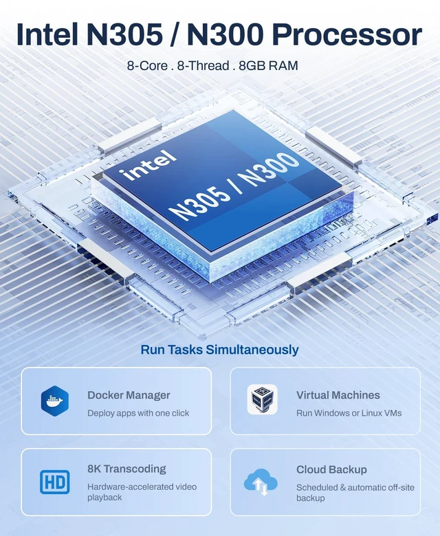 Alt view image 2 of 7 - TERRAMASTER F4-425 Pro NAS 4-Bay, Intel N305/N300 8-Core 8GB RAM (Diskless)