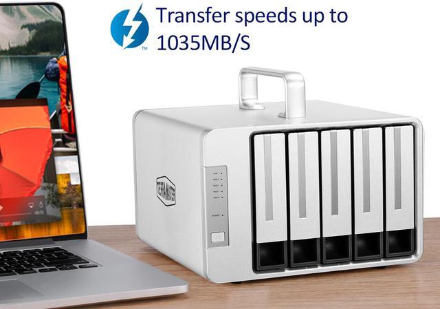 Alt view image 4 of 7 - TerraMaster D5 Thunderbolt 3 Professional-Grade 5-Bay External Hard Drive Enclosure RAID 0/RAID1/RAID5/RAID10/JBOD Hard Disk RAID Storage  (Diskless)
