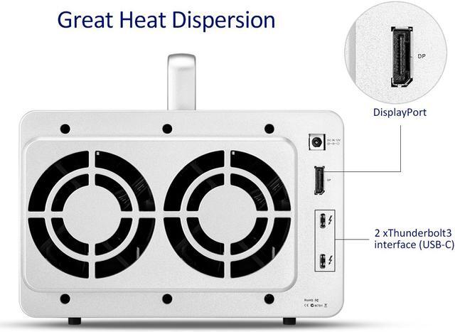 Alt view image 5 of 7 - TerraMaster D5 Thunderbolt 3 Professional-Grade 5-Bay External Hard Drive Enclosure RAID 0/RAID1/RAID5/RAID10/JBOD Hard Disk RAID Storage  (Diskless)