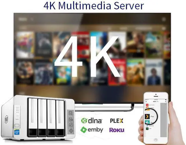 Alt view image 7 of 7 - Terramaster F4-220 100MB/S DISKLESS nas for plex 100MB/S Aluminum-alloy Nas Enclosure Intel Dual Core 2.41GHz 4 bays nas storage 2GB Ram media nas (HDD Not Included)