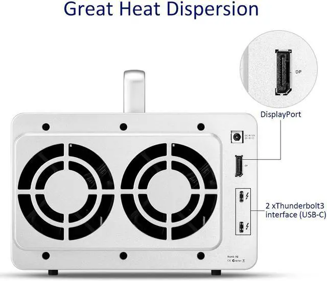 Alt view image 3 of 7 - TerraMaster D4 Thunderbolt 3 Professional-Grade 4-Bay External Hard Drive Enclosure RAID 0/RAID1/RAID5/RAID10/JBOD Hard Disk RAID Storage (Diskless)
