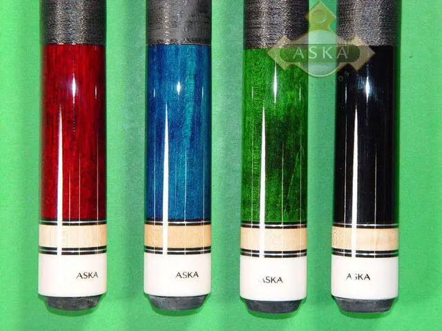 Main image of Set of 4 Aska L2 Billiard Pool Cues, 58" Hard Rock Canadian Maple, 13mm Leather Tip, Mixed Weights, L2S4