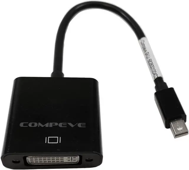 Alt view image 4 of 6 - Compeve mini DP Thunderbolt to DVI Adapter Cable Converter Black 562600100402