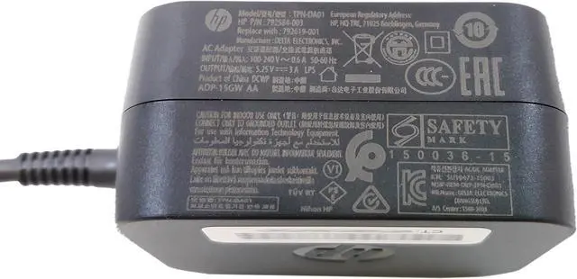 Alt view image 4 of 4 - HP AC Adapter TPN-AA01 TPN-DA01 USB-C 15.75W Input 100-240V/0.6A Output 5.25V/3A 792584-004 792619-001 R-41012670