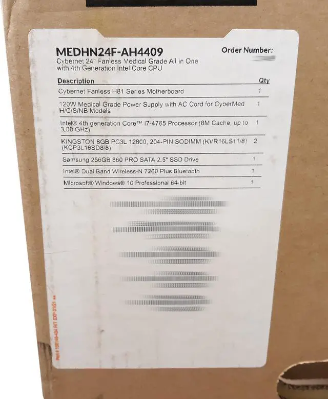 Alt view image 6 of 6 - Cybernet 24" Fanless Medical Grade AIO Core i7-4765T 2Ghz Ram 16GB SSD 256GB CyberMed-H24 MEDHN24F-AH4409