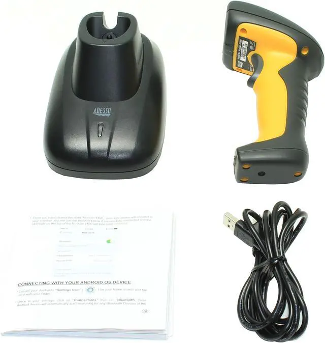 Alt view image 2 of 5 - Adesso NuScan 4100B wireless barcode scanner Bluetooth 3.0 NUSCAN4100B
