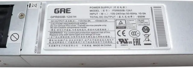Alt view image 4 of 4 - HP AC Power Supply PSU 80+ Silver PSR650B-12A1 Input 100-240V 50-60Hz 10-5A 650W A58x0AF JC680A