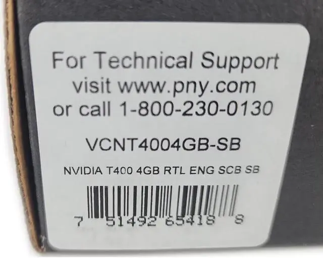 Alt view image 5 of 5 - PNY T400 nVIDIA VCNT4004GB-SB 4GB 64-bit GDDR6 PCI E 3.0 x16 Low Profile SFF
