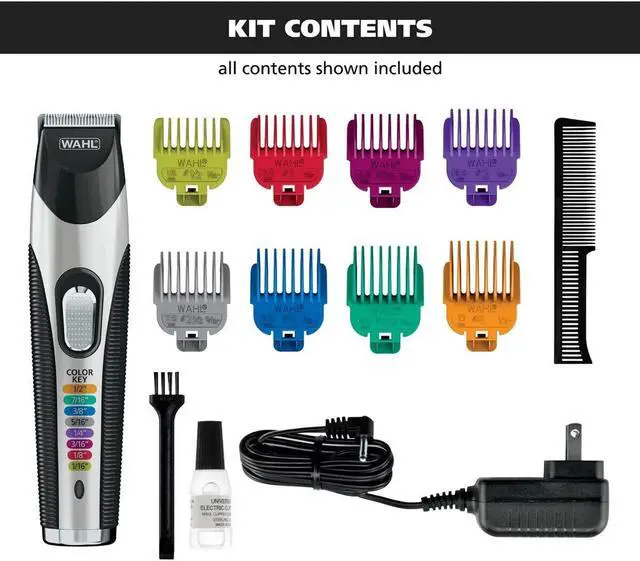 Alt view image 7 of 7 - Wahl Color Pro Cord Cordless Rechargeable Beard Trimmer 8 Combs 9891-100