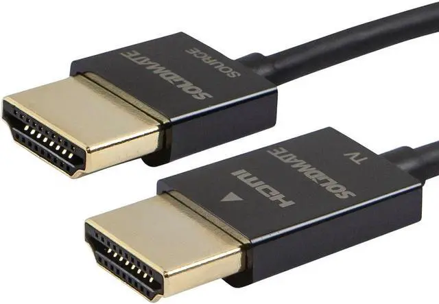 Main image of SolidMate by Monoprice 6-Feet Ultra Slim Series High Performance HDMI Cable with RedMere Technology, Black