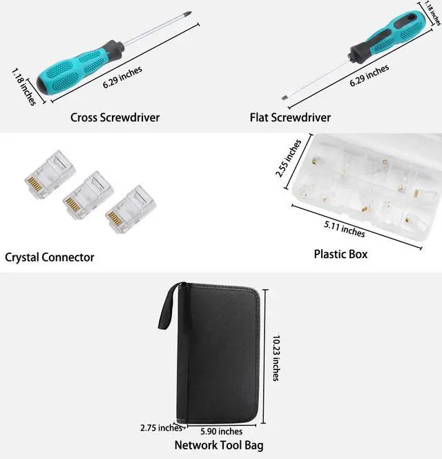 Alt view image 6 of 7 - 11 in 1 Rj45 Crimping Tool Kit For CAT5/CAT6 Professional Computer Maintenance Lan Cable Tester Network Repair Tool Set Bag