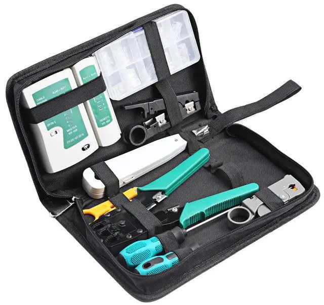 Main image of 11 in 1 Rj45 Crimping Tool Kit For CAT5/CAT6 Professional Computer Maintenance Lan Cable Tester Network Repair Tool Set Bag