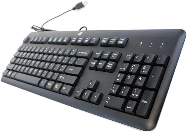 Alt view image 3 of 7 - NEW HP Genuine USB Wired Black Keyboard KU-1156 - 672647-003
