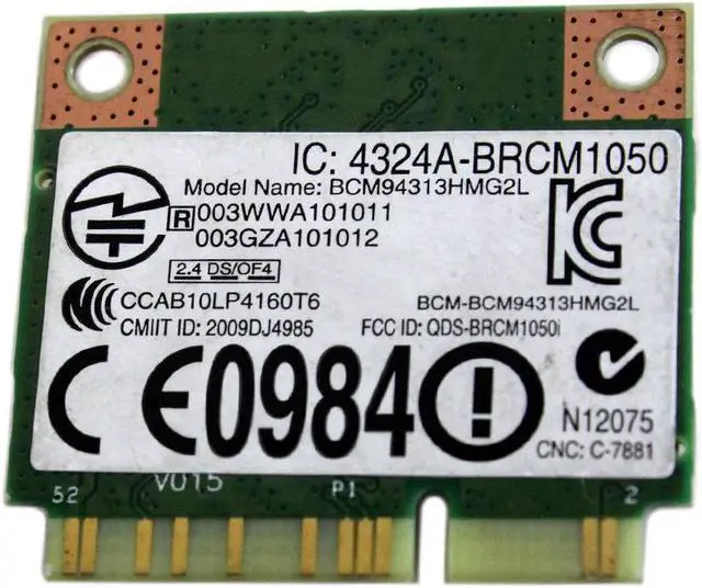 Alt view image 3 of 3 - Dell Wireless-N 1503 DW1503 WiFi Draft-N Half-Height Mini-PCI Express Card - V91N8