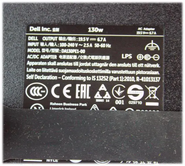 Alt view image 6 of 9 - Dell OEM XPS 7590 Precision 5540 Laptop Charger 130-watt AC adapter 7CWK7