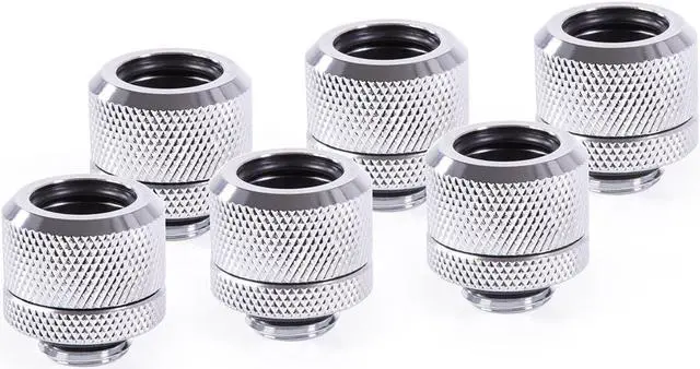 Main image of Alphacool Eiszapfen 14mm HardTube Compression Fitting G1/4 - Knurled - Chrome - Sixpack (17554)