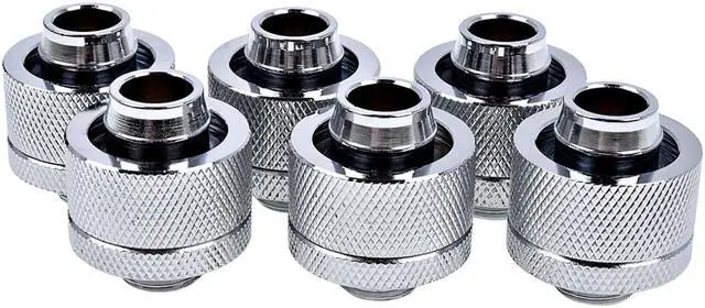 Alt view image 9 of 9 - Alphacool Eiszapfen 1/2" ID x 3/4" OD G1/4 Compression Fitting - Chrome Sixpack (17241)