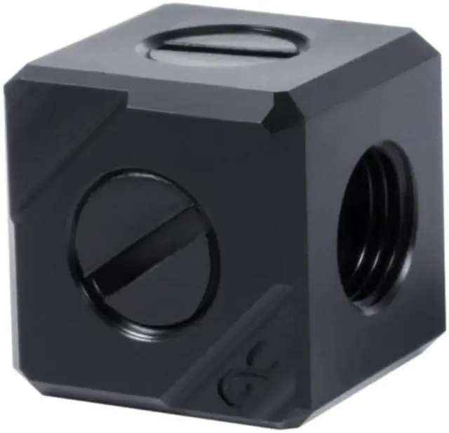 Main image of Alphacool Eiszapfen Connection Terminal 5-way G1/4 IT - Black Acetal (17556)