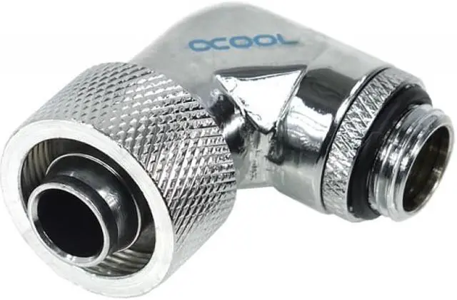 Alt view image 2 of 5 - Alphacool G1/4  3/8"ID x 5/8"OD 90° Revolvable Compression Fitting - Chrome (17080)