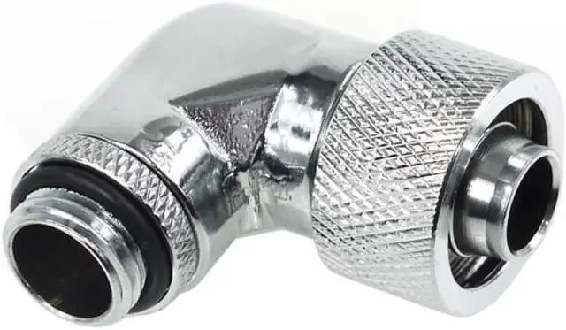 Alt view image 4 of 5 - Alphacool G1/4  3/8"ID x 5/8"OD 90° Revolvable Compression Fitting - Chrome (17080)