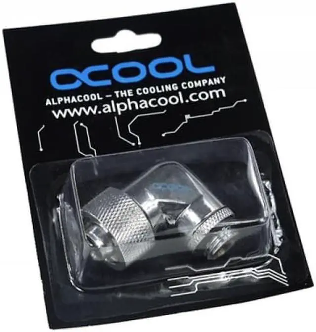 Alt view image 5 of 5 - Alphacool G1/4  3/8"ID x 5/8"OD 90° Revolvable Compression Fitting - Chrome (17080)