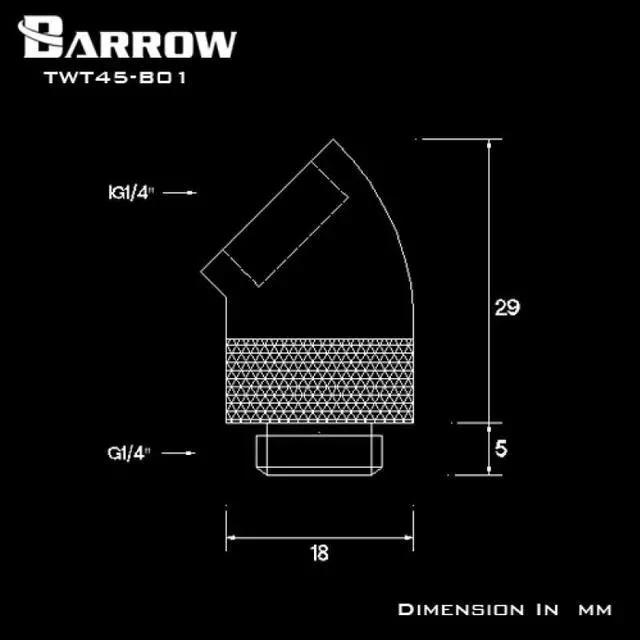 Alt view image 2 of 5 - Barrow G1/4" 45 Degree Rotary Adaptor Fitting - Silver (TWT45-B01-Silver)
