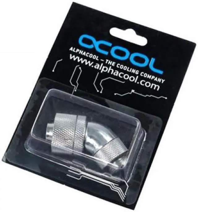 Alt view image 3 of 5 - Alphacool G1/4  3/8"ID x 5/8"OD 45Â° Revolvable Compression Fitting - Chrome (17083)