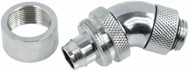 Alt view image 4 of 5 - Alphacool G1/4  3/8"ID x 5/8"OD 45Â° Revolvable Compression Fitting - Chrome (17083)
