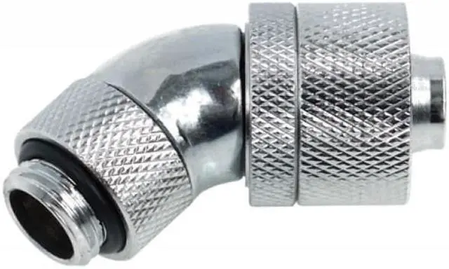 Alt view image 5 of 5 - Alphacool G1/4  3/8"ID x 5/8"OD 45Â° Revolvable Compression Fitting - Chrome (17083)