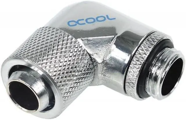 Alt view image 2 of 11 - Alphacool G1/4  3/8"ID x 1/2"OD 90Â° Revolvable Compression Fitting - Chrome (17074)