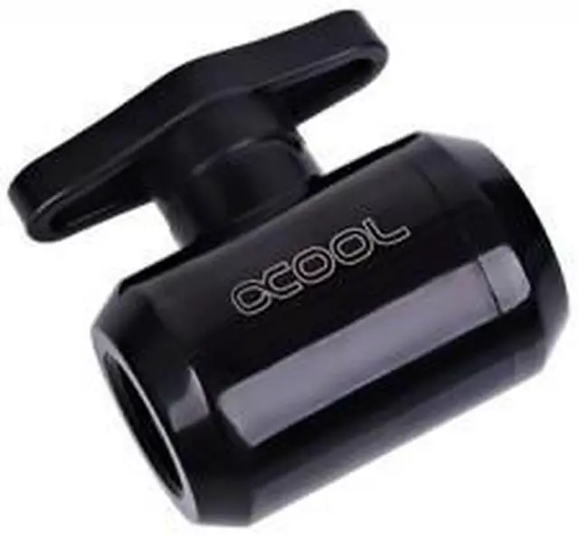 Alt view image 4 of 5 - Alphacool G1/4 Eiszapfen 2-Way Ball Valve Fitting - Deep Black (17142)