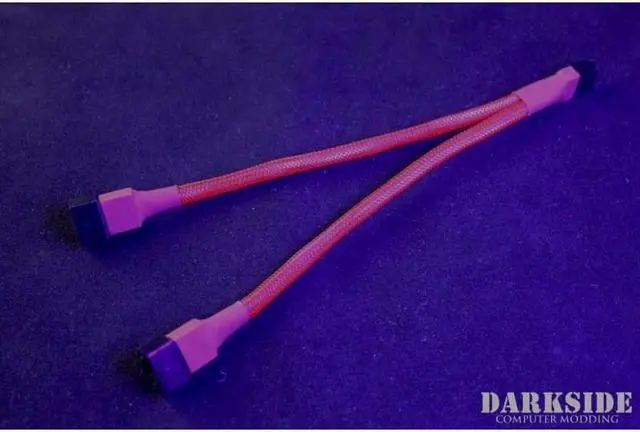 Alt view image 2 of 3 - Darkside 4-Pin Dual Fan Power Y-Cable Splitter - Red UV (DS-0473)