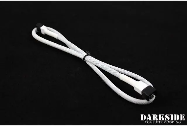 Alt view image 2 of 2 - Darkside 3-Pin 50cm (19") M/F Fan Sleeved Cable - White (DS-0251)