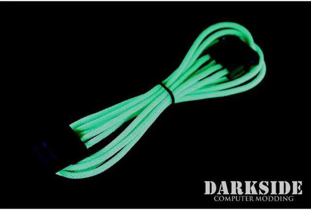 Alt view image 2 of 4 - Darkside 4-Pin MOLEX 12" (30cm) HSL Single Braid Extension Cable - Green UV (DS-0108)