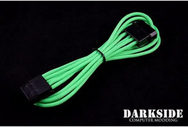 Alt view image 3 of 4 - Darkside 4-Pin MOLEX 12" (30cm) HSL Single Braid Extension Cable - Green UV (DS-0108)